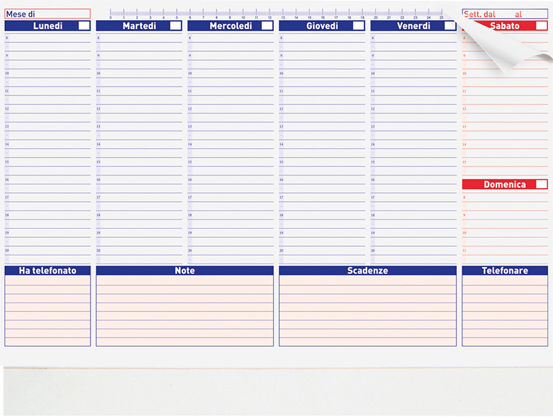 Base planning settimanale gigante, base planning da tavolo ...